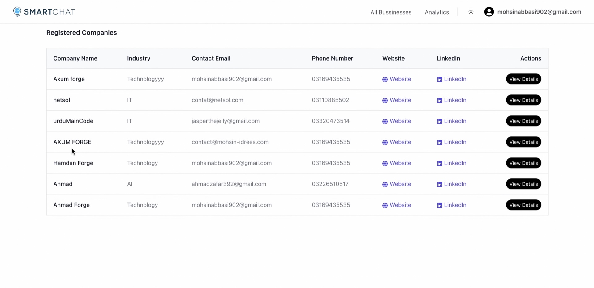 SmartChat conversation UI